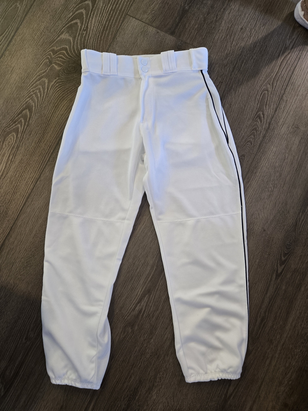 White Women's Jogger Pants/softball with Side Stripe